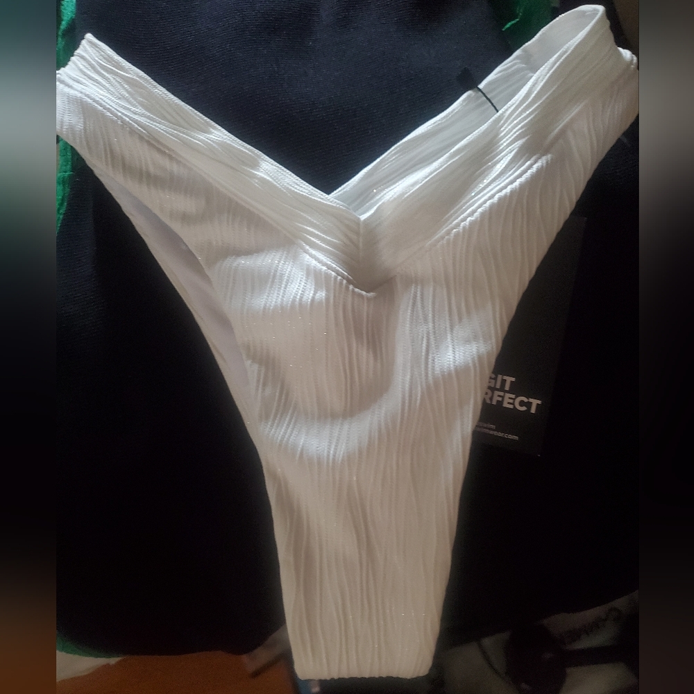 White Textured Bikini Bottom